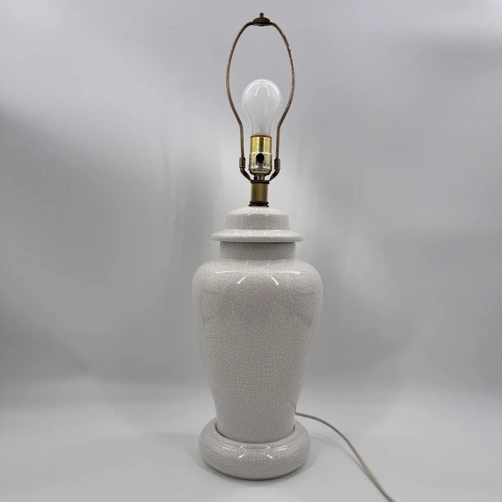 Vintage Chinoiserie Ginger Jar Table Lamp Crackle Glaze Ceramic
